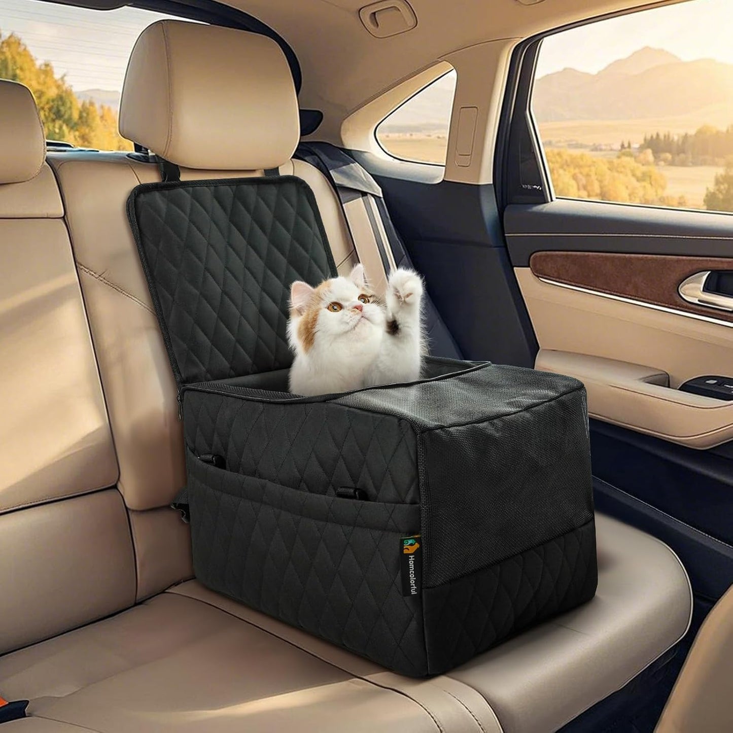 Soft Cat Dog Carrier for Small and Medium Pets with Safety Zippers and Foldable Bowl