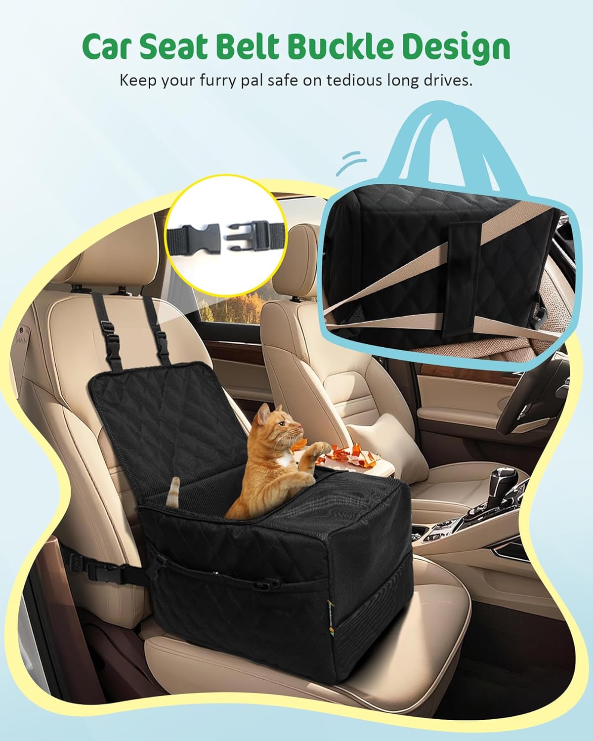 Soft Cat Dog Carrier for Small and Medium Pets with Safety Zippers and Foldable Bowl