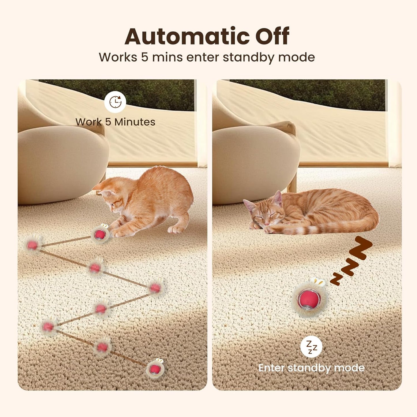 Fast Rolling Moving Cat Ball in Pouch