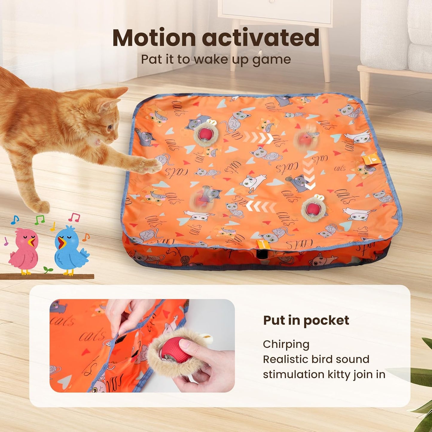 Fast Rolling Moving Cat Ball in Pouch