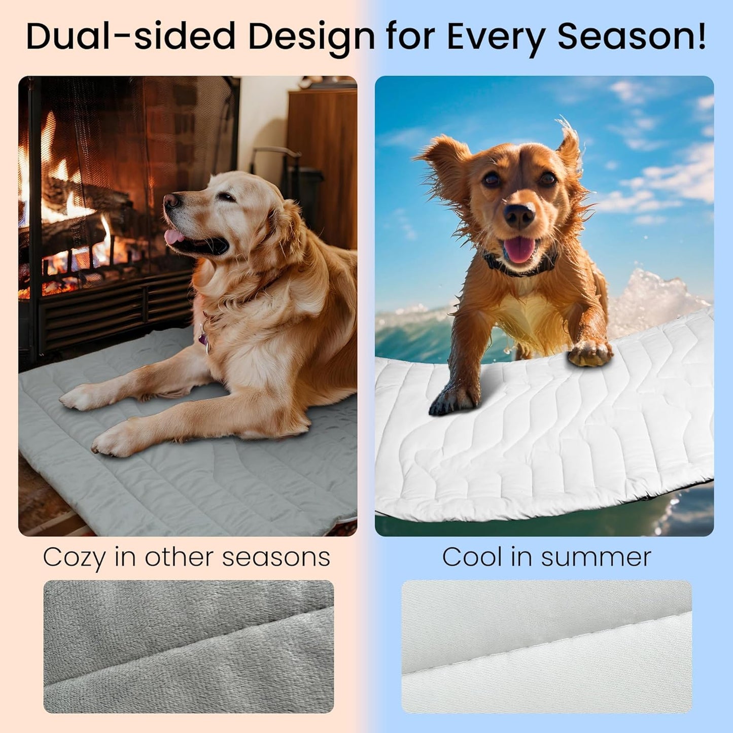 Dog Cooling Mat, 36" x 23" Reversible Dog Mat (Cool & Warm)