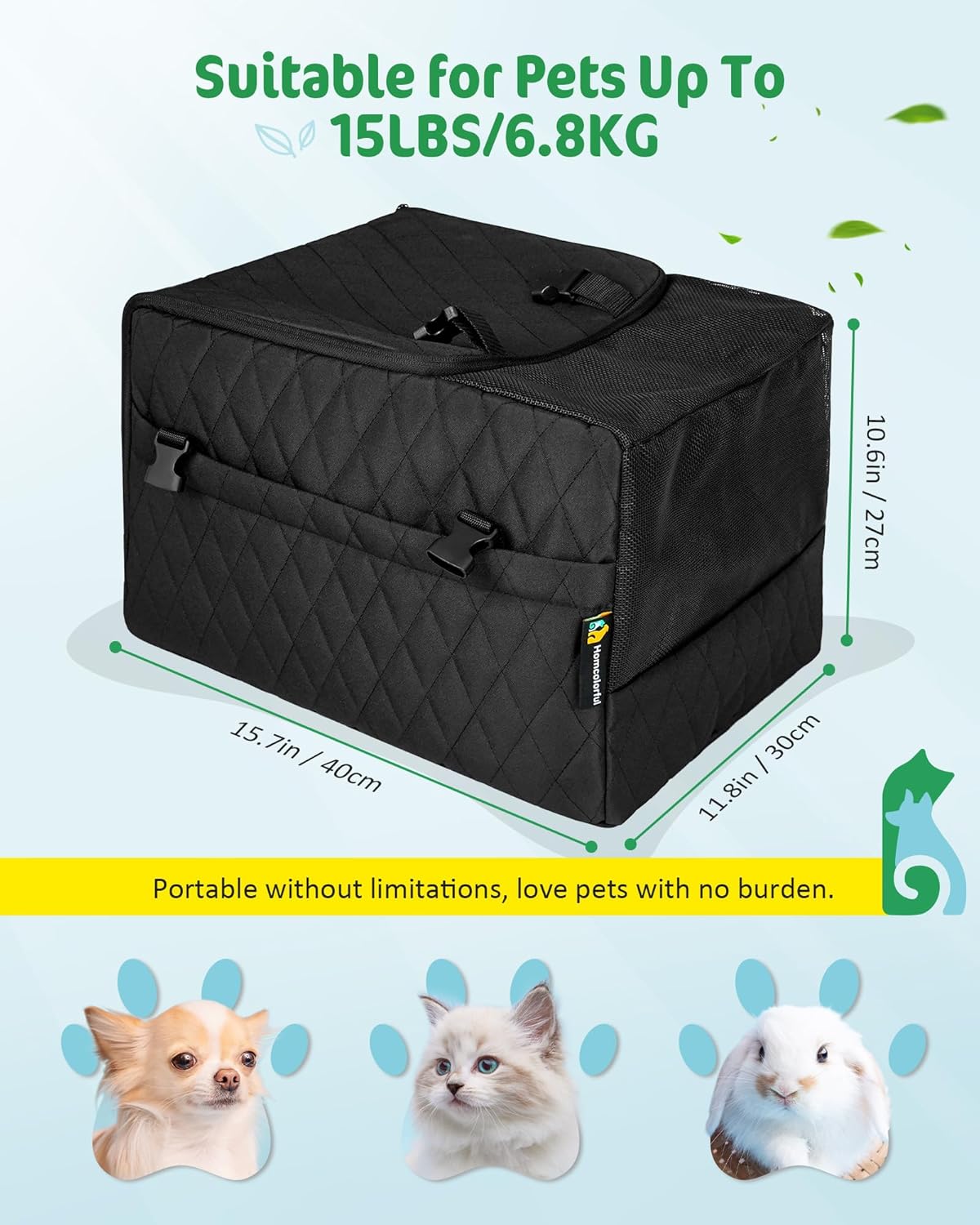 Soft Cat Dog Carrier for Small and Medium Pets with Safety Zippers and Foldable Bowl