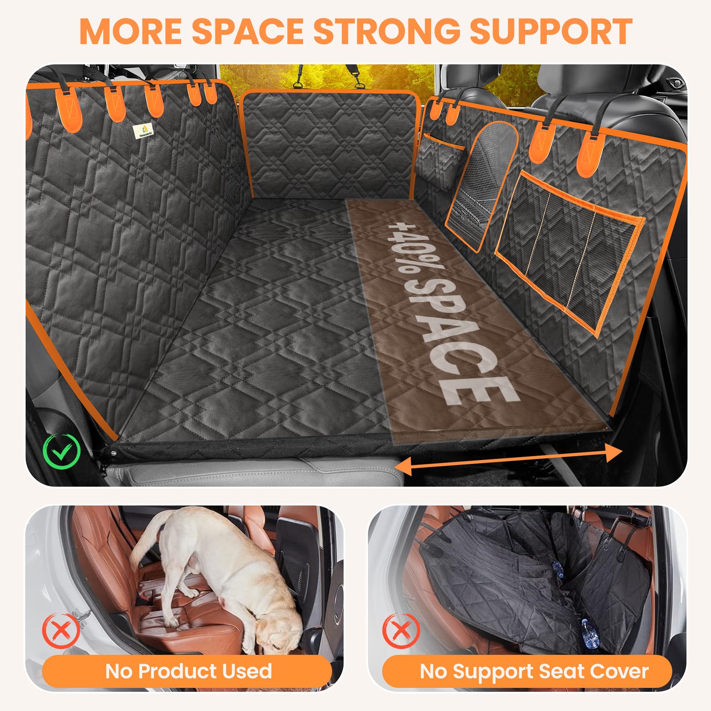 Back Seat Extender for Dogs, Dog Car Seat Cover with Hard Bottom