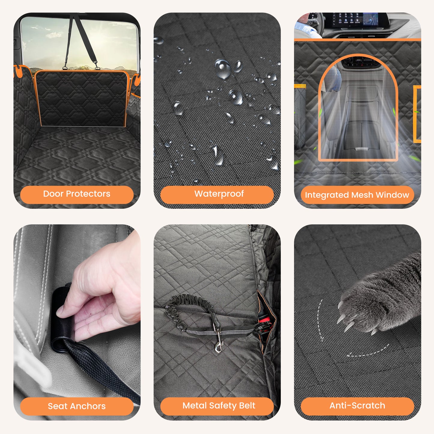 Back Seat Extender for Dogs, Dog Car Seat Cover with Hard Bottom
