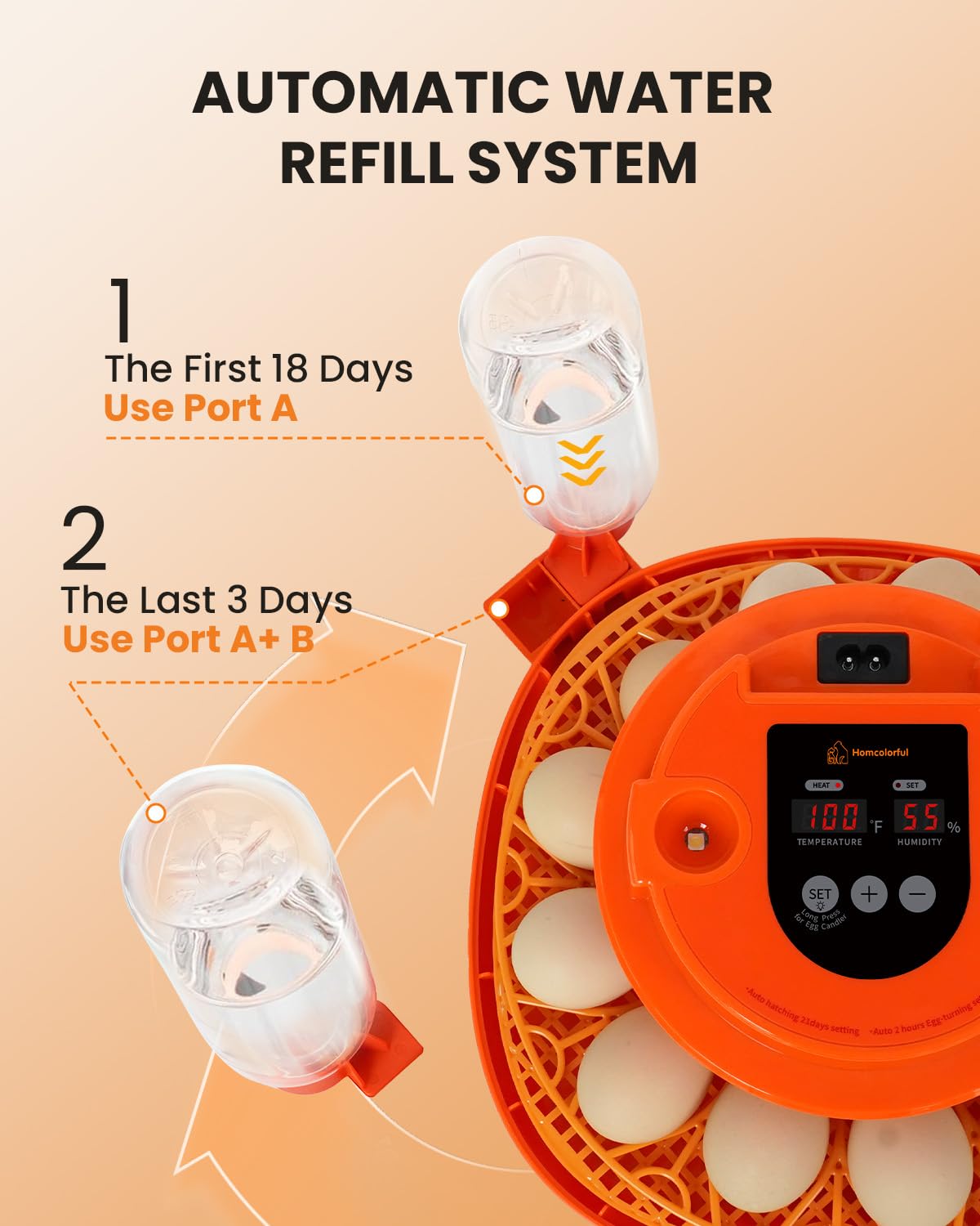 12 Egg Incubator with Automatic Turning & Humidity Control