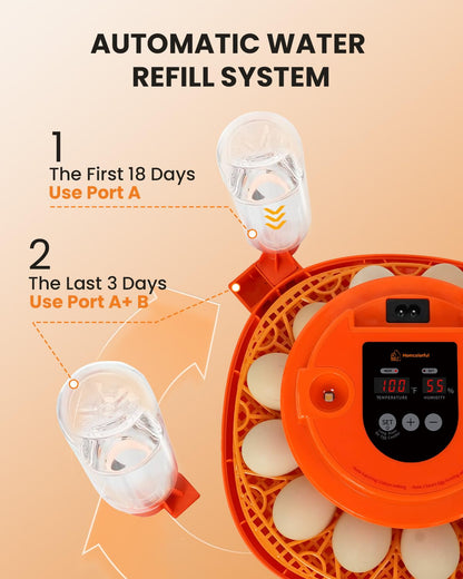 12 Egg Incubator with Automatic Turning & Humidity Control