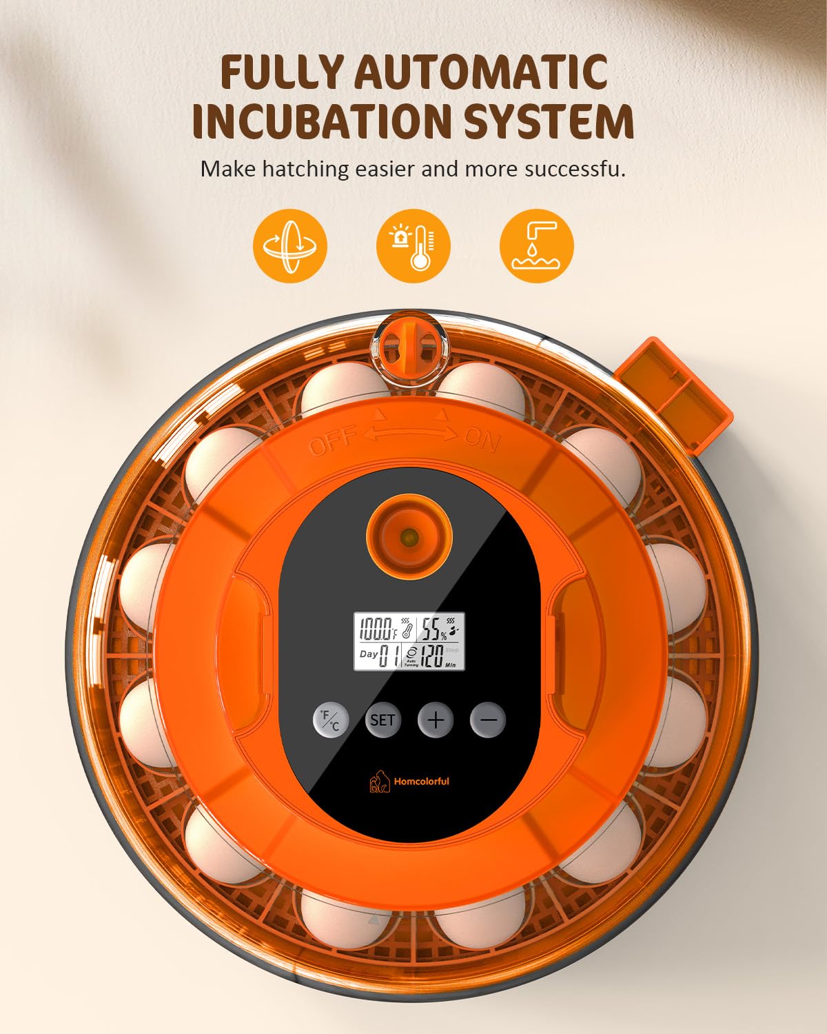 18 Egg Incubator with Automatic Turning & Humidity Control